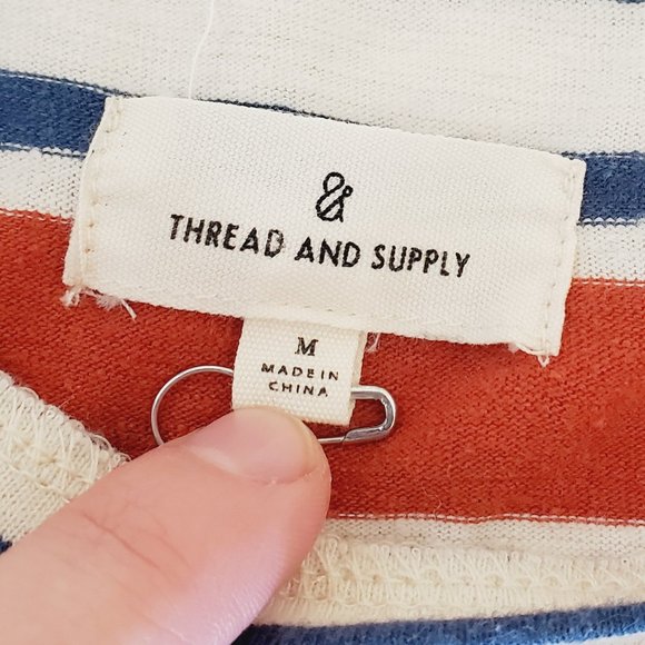 THREAD & SUPPLY Linen Burnt Orange Striped Dress - Picture 6 of 9